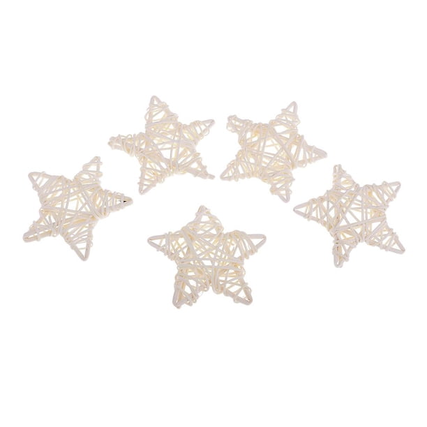 5/6 piezas de estrellas de mimbre de ratán rústico vintage con forma de anillo de enredadera natural 5 piezas blancas