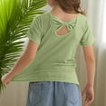 thumbnail image 6 of WhouRiu Toddler Girls Tshirts Back Bow Short Sleeve Tee Clothes Kids Loose Breathable Comfy Tops Green,Sizes 3-4, 6 of 7