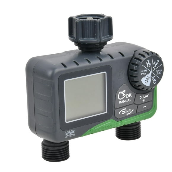 Minuterie d’arrosage électronique à 2 sorties Expert Gardener Minuterie électronique