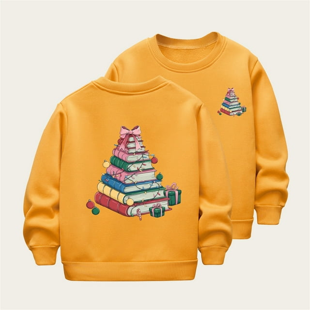 Cowsor Girls Sweatshirts Kids Cute Graphic Crewneck Pullover Tops Xmas Long Sleeve Holiday Shirts