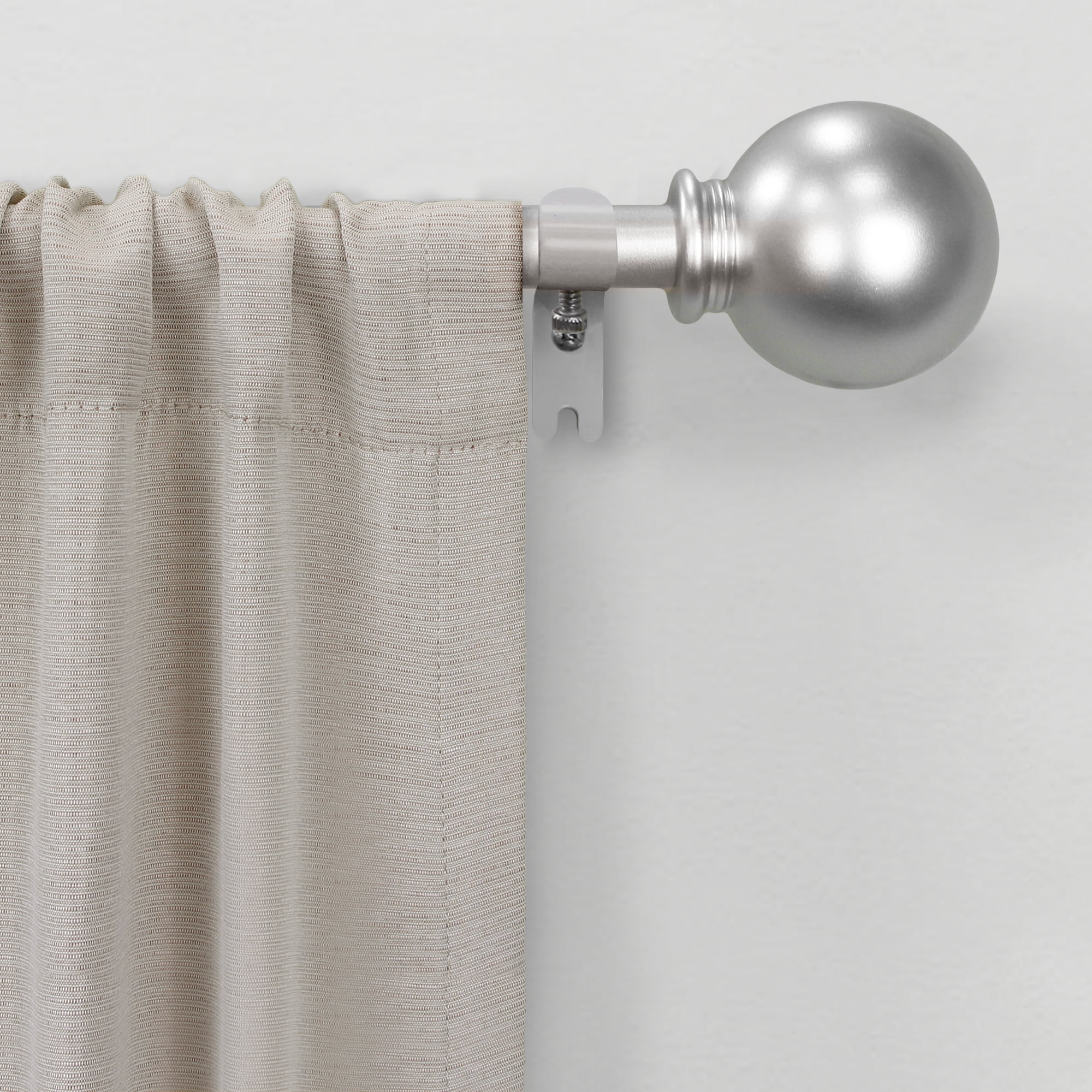 Mainstays 1/2" Nickel Ball Adjustable Single Curtain Rod, 48-84"