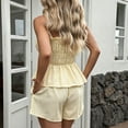 thumbnail image 5 of Gifts Dianli Fashion Women Ruffled Stripe Print Tube Top and Shorts Casual Two Piece Set, Trendy Sleeveless Pullover with Elastic Waist, Stylish Comfy Summer Lounge or Party Outfit Pink M, 5 of 7