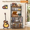 thumbnail image 5 of Large 5-Tier Record Player Stand with Charging Station, Vinyl Storage Shelf and CD/DVD Rack, Holds 500+ Albums, 5 of 10