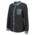thumbnail image 4 of MaFYtyTPR Women's Cardigan Jacket Fall Winter Denim Patchwork Versatile Shirts for Fall Winter Daily Wear Black M, 4 of 6