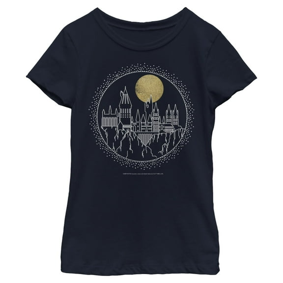 Girls Harry Potter Hogwarts Line Art Moonrise T Shirt
