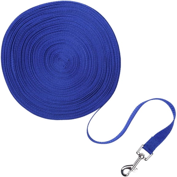 PUPIX Dog Leash Long Obedience Recall Training Lead Nylon Check Cord with Soft Handle for Puppy Training Outdoor (Blue, 100FT)