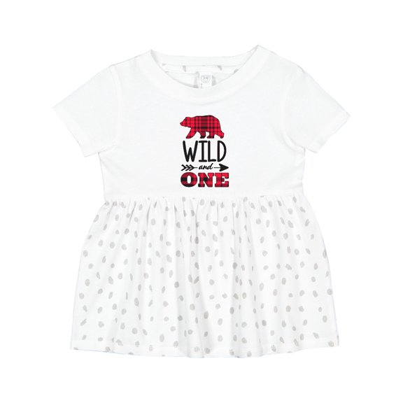 Inktastic Plaid Bear Wild and 1 with Arrow Girls Baby Dress