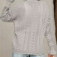 thumbnail image 4 of TFEOQRY Pullover Sweater for Women Solid Color Hollow Knitwear Long Sleeved Round Neck Sweater Top Gray, 4 of 5