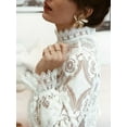 thumbnail image 1 of 2020 Printemps Été Nouvelles Femmes Dames Creux à Manches Longues Debout Col Chemises en Dentelle, 1 of 5