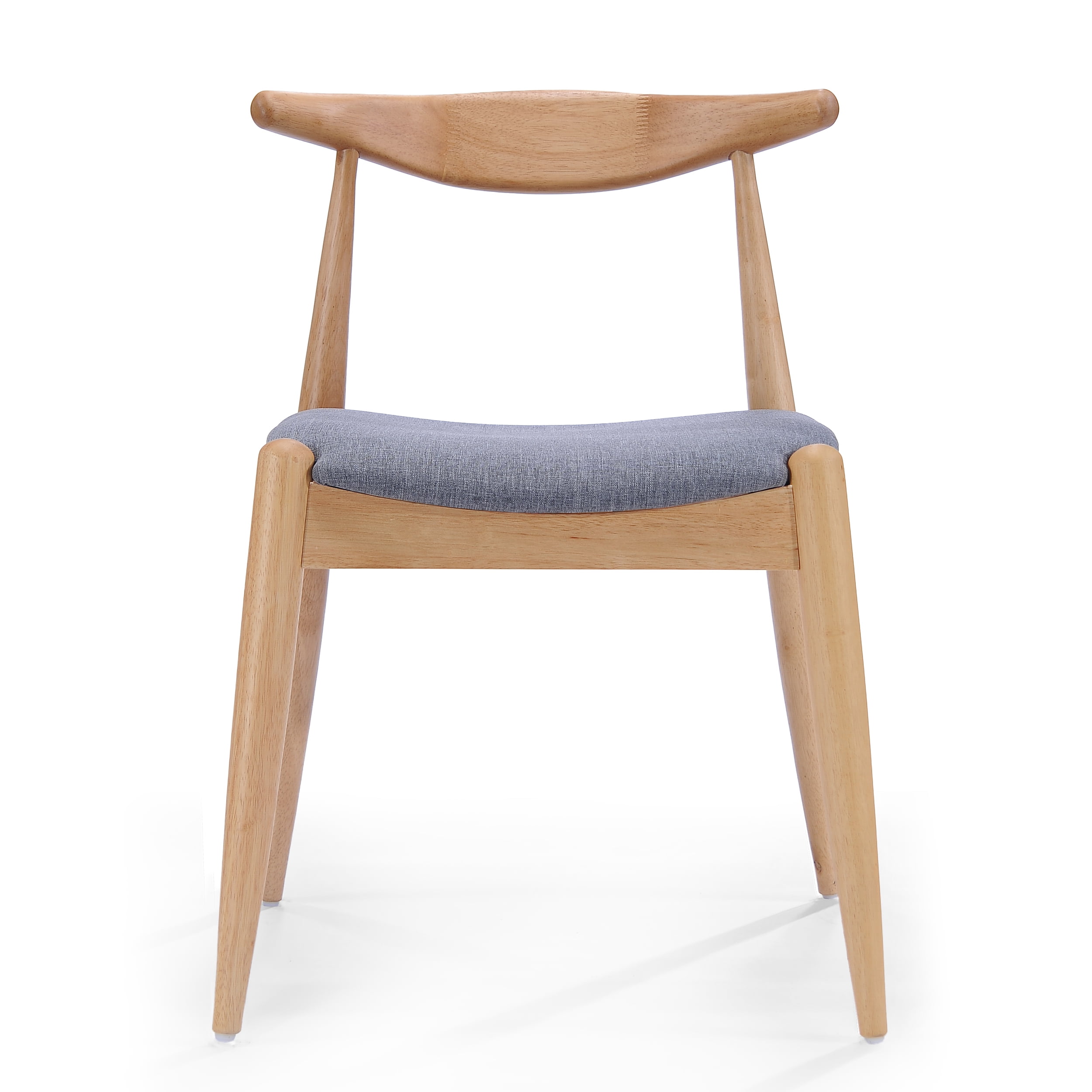 GDF Studio Virgil Mid Century Modern Fabric Upholstered Dining Chairs, Set of 2, Gray and Natural Oak