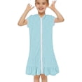 thumbnail image 2 of XXWXYD Girls Hooded Terr𝗒 Cover Up Swimsuit Zipper Swim Dress Short Sleeve Ruffl𝖾 Beach Pool Summer Quick Dry Bathing Suit Swimwear, 2 of 4