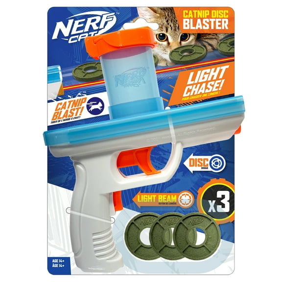 Nerf Cat Catnip Disc Treat Blaster Cat Toy with 3 Catnip Discs