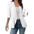 thumbnail image 2 of Meichang Womens Summer Cardigans Lightweight Open Front Eyelet Embroidery Tops Half Sleeve Hollow Out Cover Ups Casual Solid Kimono Cardigan, 2 of 7