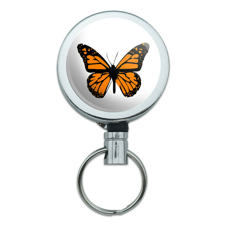 Monarch Butterfly Retractable Belt Clip Badge Key Holder 