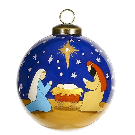 Inner Beauty Oh Holy Night Hand Painted Glass Christmas Ornament