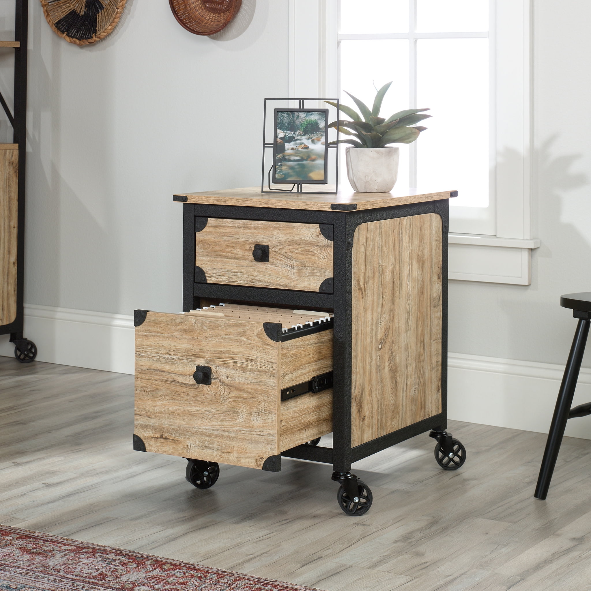 Sauder Steel River 2-Drawer Mobile File Cabinet, Milled Mesquite Finish