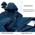 thumbnail image 5 of Rain Jackets for Women, Waterproof Raincoat with Pockets & Hoods, Lightweight Windbreaker Windproof Hooded Jacket for Outdoor Hiking Travel Vacation, Blue M, 5 of 9