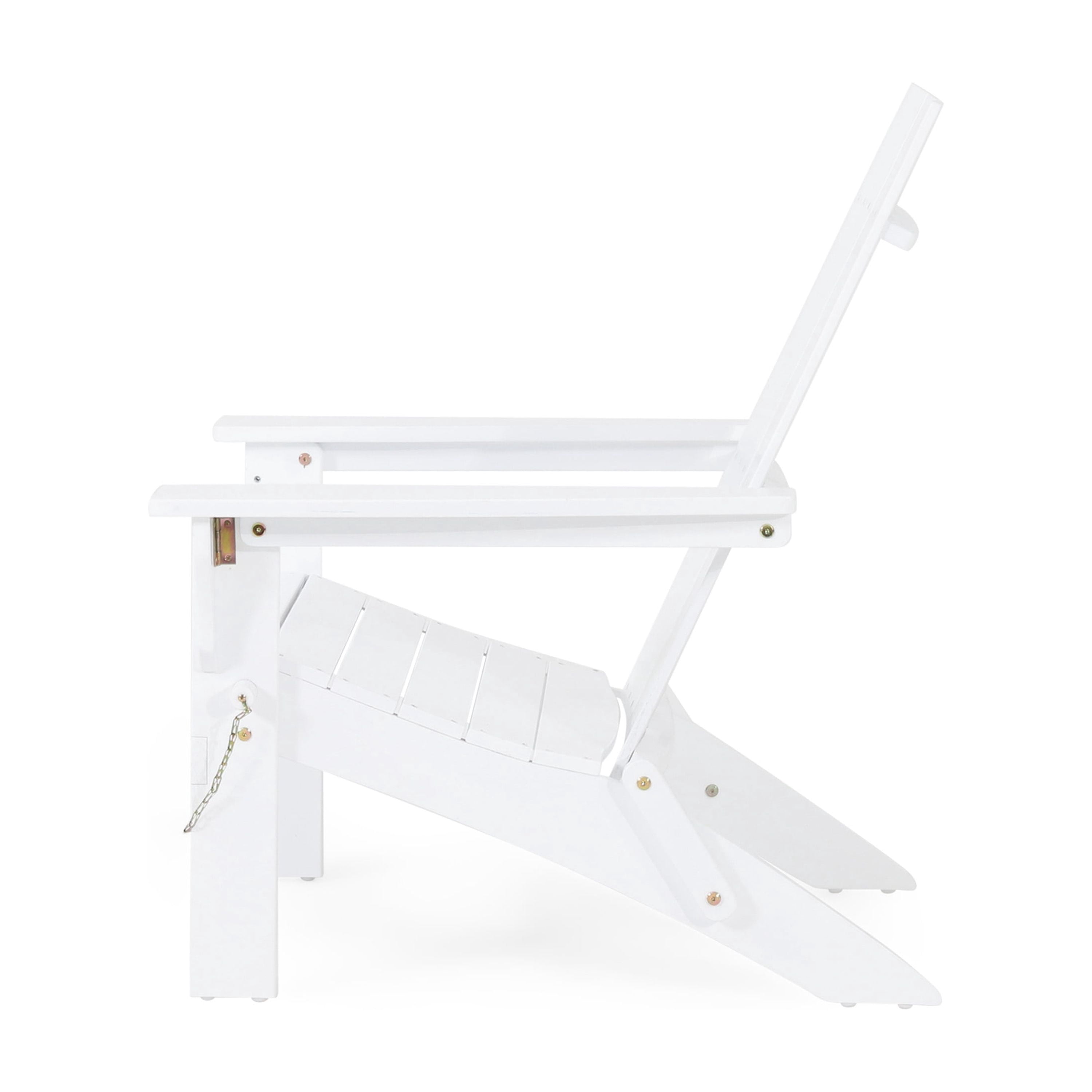 Outdoor Foldable Leisure Lounge Chair, Acacia Wood Casual Rest Chair for Patio Garden, White