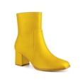 thumbnail image 1 of Unique Bargains Women's Square Toe Side Zip Block Heel Ankle Boots Yellow (Size 8), 1 of 7