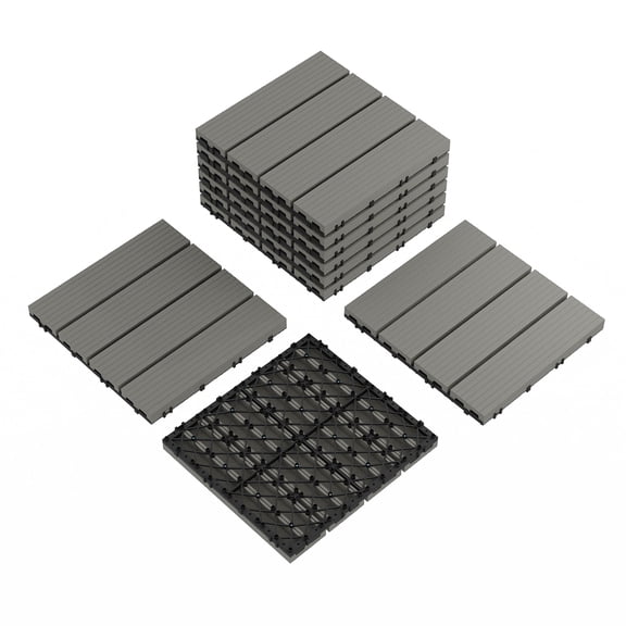 9-Pack 12"X12" Composite Deck Tiles for Indoor & Outdoor – Interlocking Waterproof Patio Flooring, All-Weather & Easy Snap-Together for Balcony, Porch, Pool & Patio