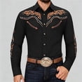 thumbnail image 4 of Western Shirts for Men Embroidered Long Sleeve Button Down Regular Work Dress Spring Fall Cowboy Black1 Shirts S-XXXL, 4 of 6