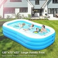 thumbnail image 3 of Inflatable Swimming Pool 120" X 72" X 22" Blow up Pool Full Sized Inflatable Pools Kiddie Toddler Family Backyard Pools for Adults Kids Age 3 + Light Blue, 3 of 6
