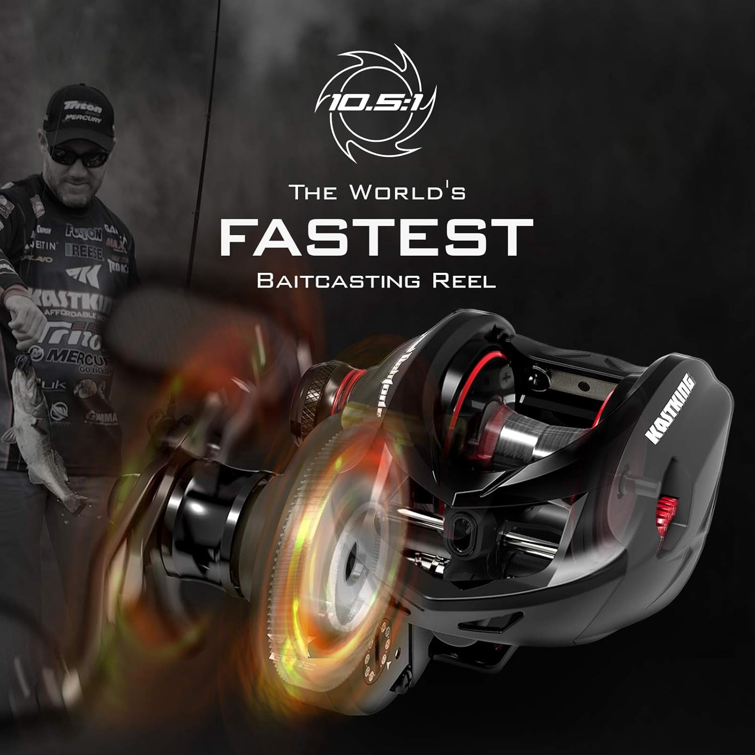 KastKing Baitcasting Fishing Reel, 10.5:1 Gear Ratio/Deadbolt 10+1 , Skipping Version-Speed Demon Elite