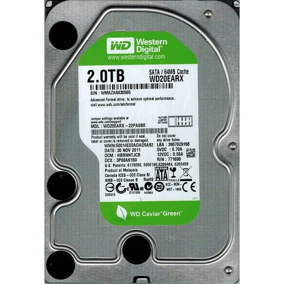 Western Digital WD20EARX-22PASB0 2TB DCM: HBRNNTJCB