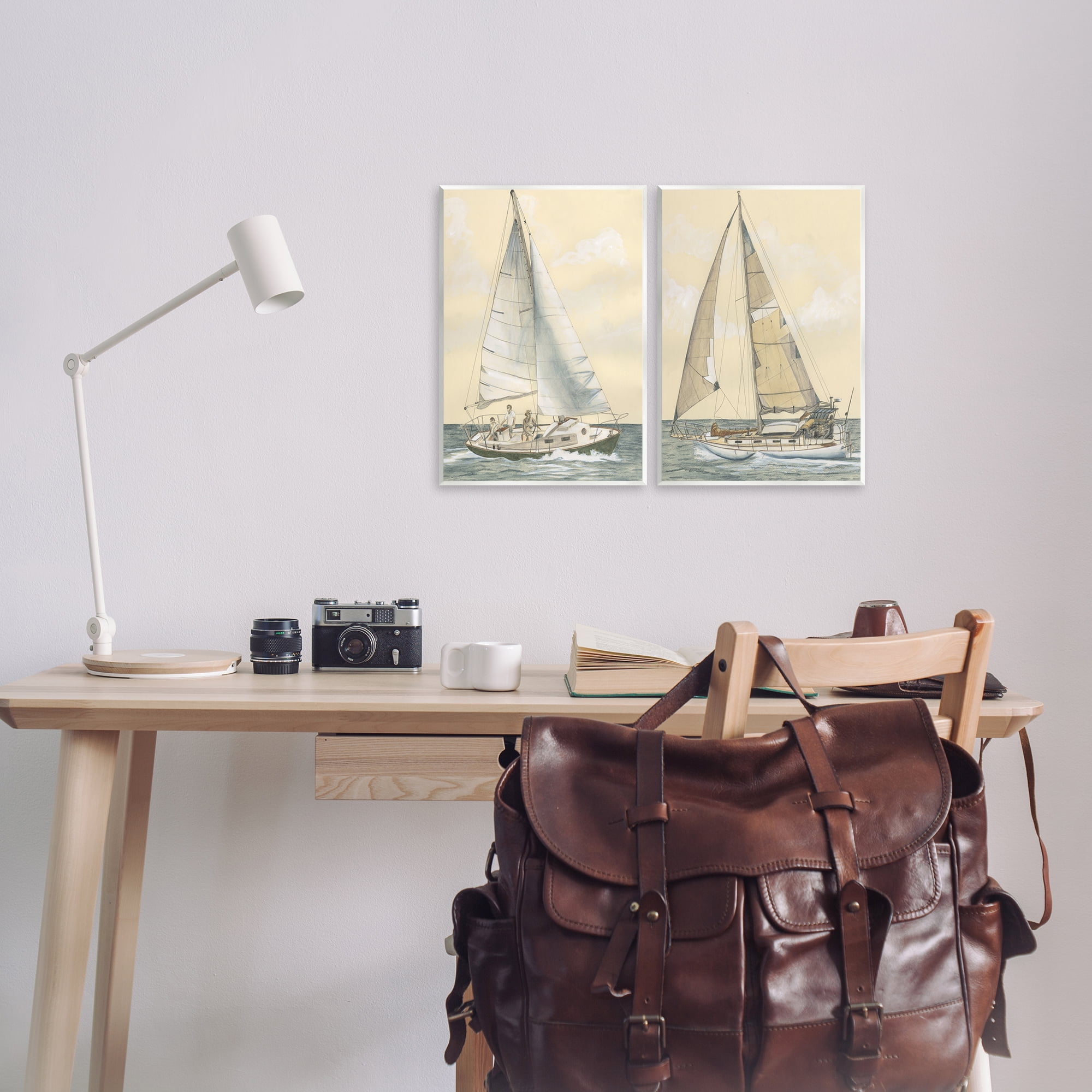 Stupell Industries Sailboat Crew At Sea People Painting Unframed Art Print Wall Art, 11 x 14, Set of 2