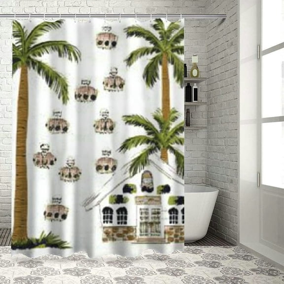BCIIG Palm Tree Washable Shower Curtain Chic Modern Decor with Hooks 36"x72