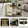 thumbnail image 5 of Aukfa Modern Round Tempered Glass Coffee Table, 2-Tier Center Table with Golden Metal Frame for Living Room, Black, 5 of 8