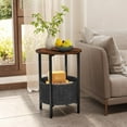 thumbnail image 4 of CRXX Round End Table, Small Side Table with Removable Fabric Basket, Modern Bedside Table with Metal Frame, Sofa Couch Accent Table for Small Space Living Room, Nightstand for Bedroom, Rustic Brown, 4 of 9