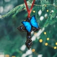 thumbnail image 4 of Blue Butterfly Cross Car Mirror Hanging Ornament - Christian Faith Gift & Xmas Tree Decor, 4 of 5