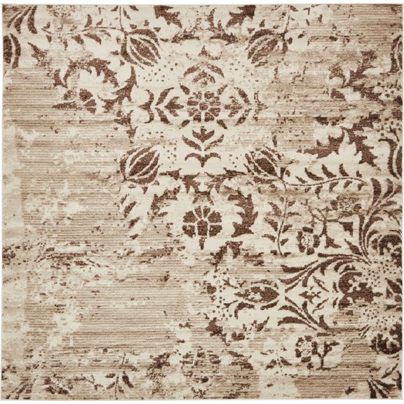 Unique Loom Rushmore Collection Area Rug - Jefferson (8' Square Chocolate Brown/Beige)