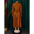 thumbnail image 6 of AURA Plus Size High Neck Beaded Swing Midi Dress Elegant Long Sleeve High Waist African Style, 6 of 10
