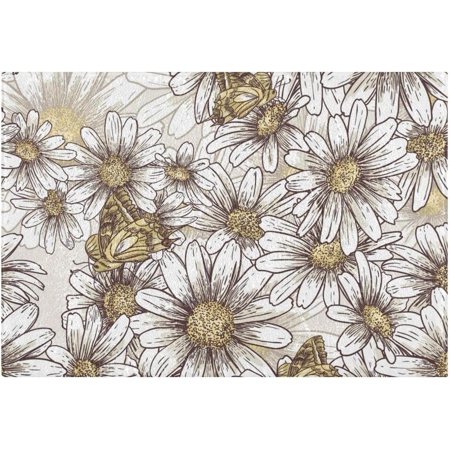 Bestwell Vintage Daisy Anti-Slip Ultra Absorbent Durable Bath RUG, with Rubber Backing,24"x16"