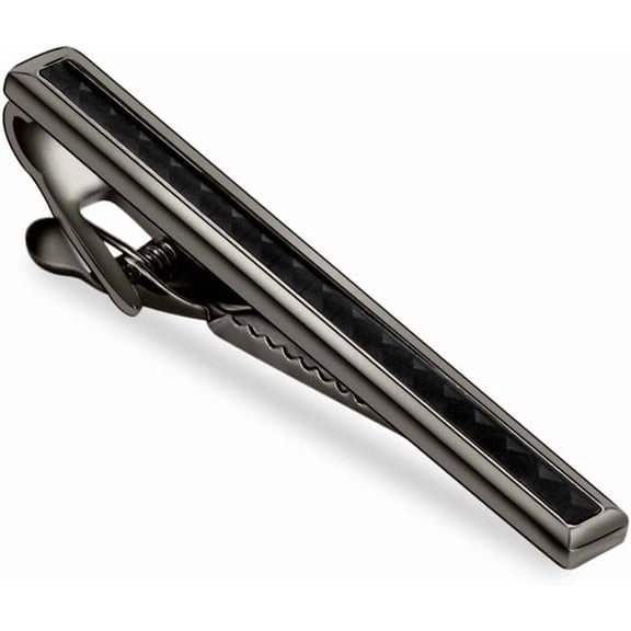 FEKOTS Gun-Black Plated Carbon Fiber Steel Tie Pin, 1,tie bar