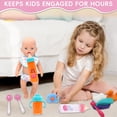 thumbnail image 5 of LINXUXIE 24Pcs Baby Doll Accessories Bottle Set, Pretend Play Feeding Toy Set with Package & Dress, Birthday Gifts for Kids 3-5 5-8 Year Old, 5 of 8
