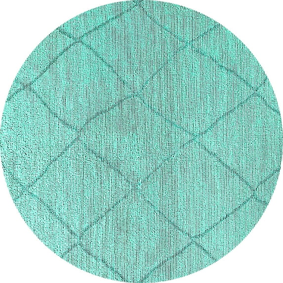 Ahgly Company Indoor Round Oriental Turquoise Blue Industrial Area Rugs, 8' Round