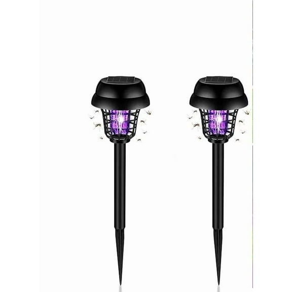 2 Pcs Solar Bug Zapper Outdoor Mosquito Zapper Mosquito Killer and Lighting Repellent Lamp for Indoor Outdoor Use Garden Patio