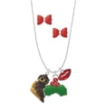 thumbnail image 1 of Delight Jewelry Resin Sitting Owl Christmas Kiss Charm Necklace and Stud Earrings, 1 of 4