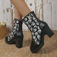 thumbnail image 4 of Oyedens High Heels Ankle Boots for Women Skeleton Design Slip on Dress Ankle Booties Party, 4 of 7
