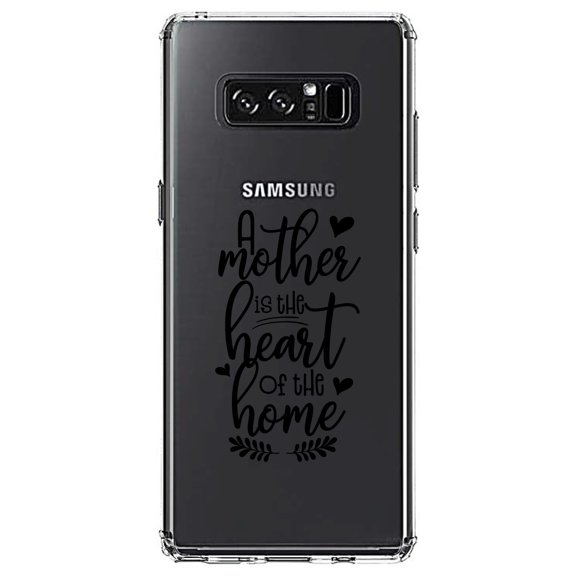 DistinctInk Clear Shockproof Hybrid Case for Samsung Galaxy Note 8 - TPU Bumper Acrylic Back Tempered Glass Screen Protector - A Mother is the Heart of the Home