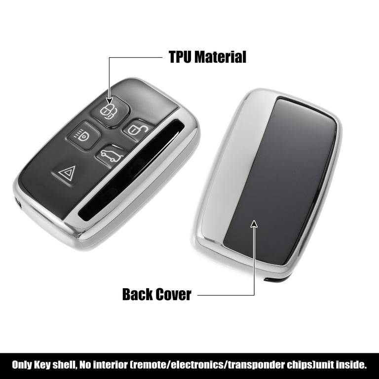Key Fob Cover 5 Button Remote Key Fob Case Silver Tone for Range Rover  Evoque Velar Discovery LR4 for Land Rover Sport 