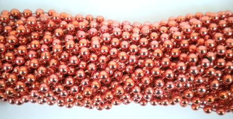 Mardi Gras Spot 33 Inch 7mm Round Metallic Orange Mardi Gras Beads - 6 Dozen (72 Necklaces)