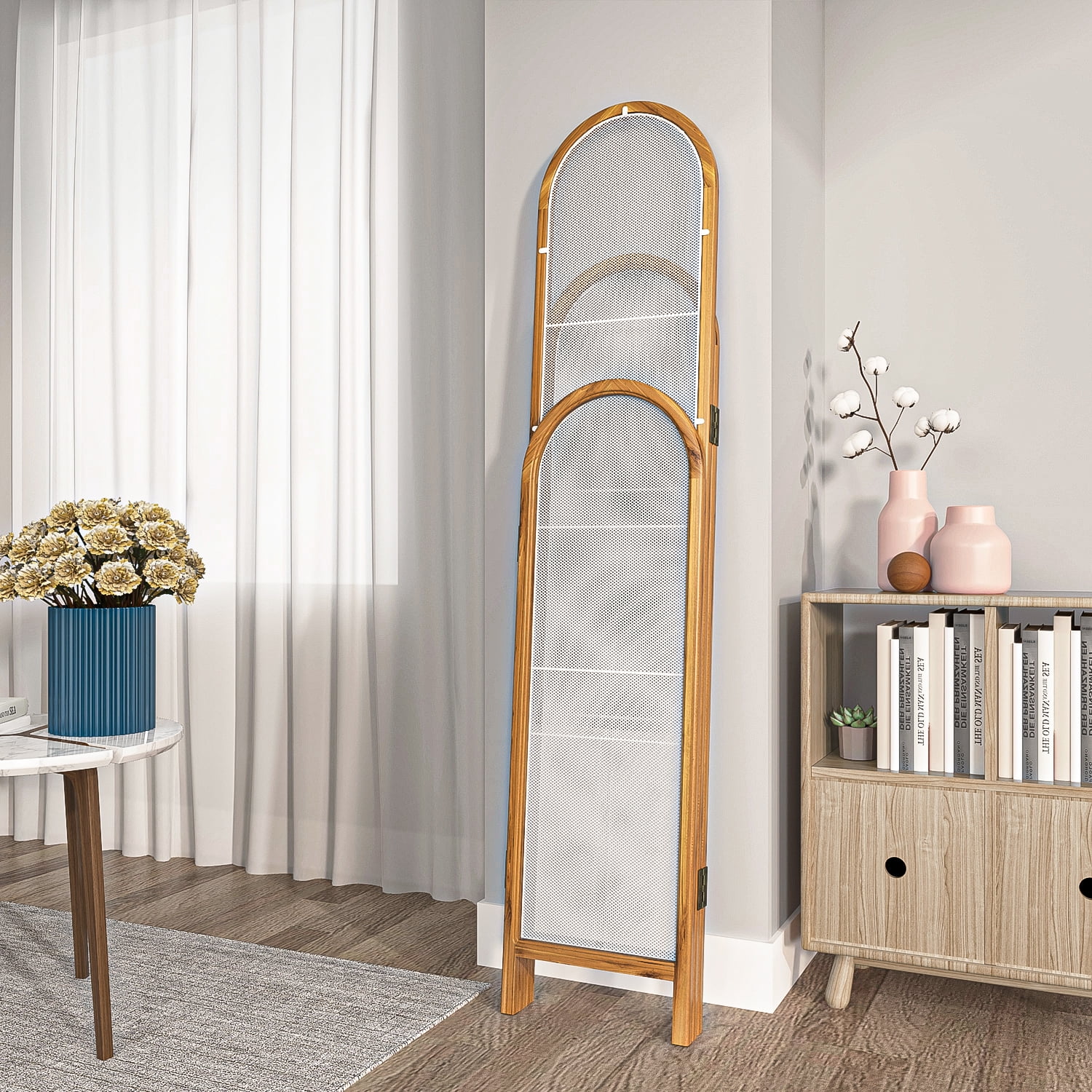 Kadyn 3 Panels Folding Room Divider, Office Indoor Divider Privacy Screen for Living Room, Freestanding Room Divider Screen, White Kadyn 3 Panels Folding Room Divider, Office Indoor Divider Privacy Screen for Living Room, Freestanding Room Divider Screen, White