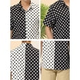 thumbnail image 6 of INSPIRE CHIC Men's Summer Polka Dots Patchwork Short Sleeves Button Down Shirts M Black White, 6 of 6