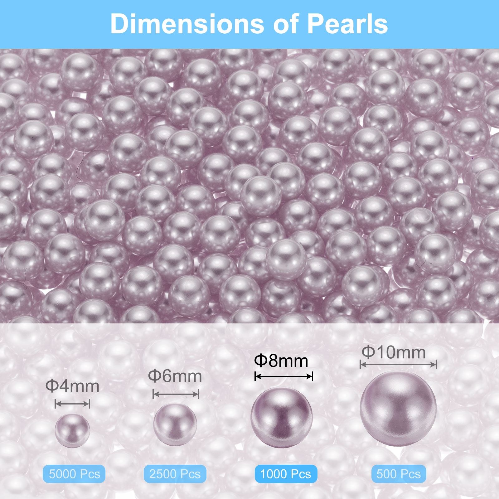 Unique Bargains Faux Pearl for Crafting No Hole Pearl for Vase Filler Light Purple 1000Pcs