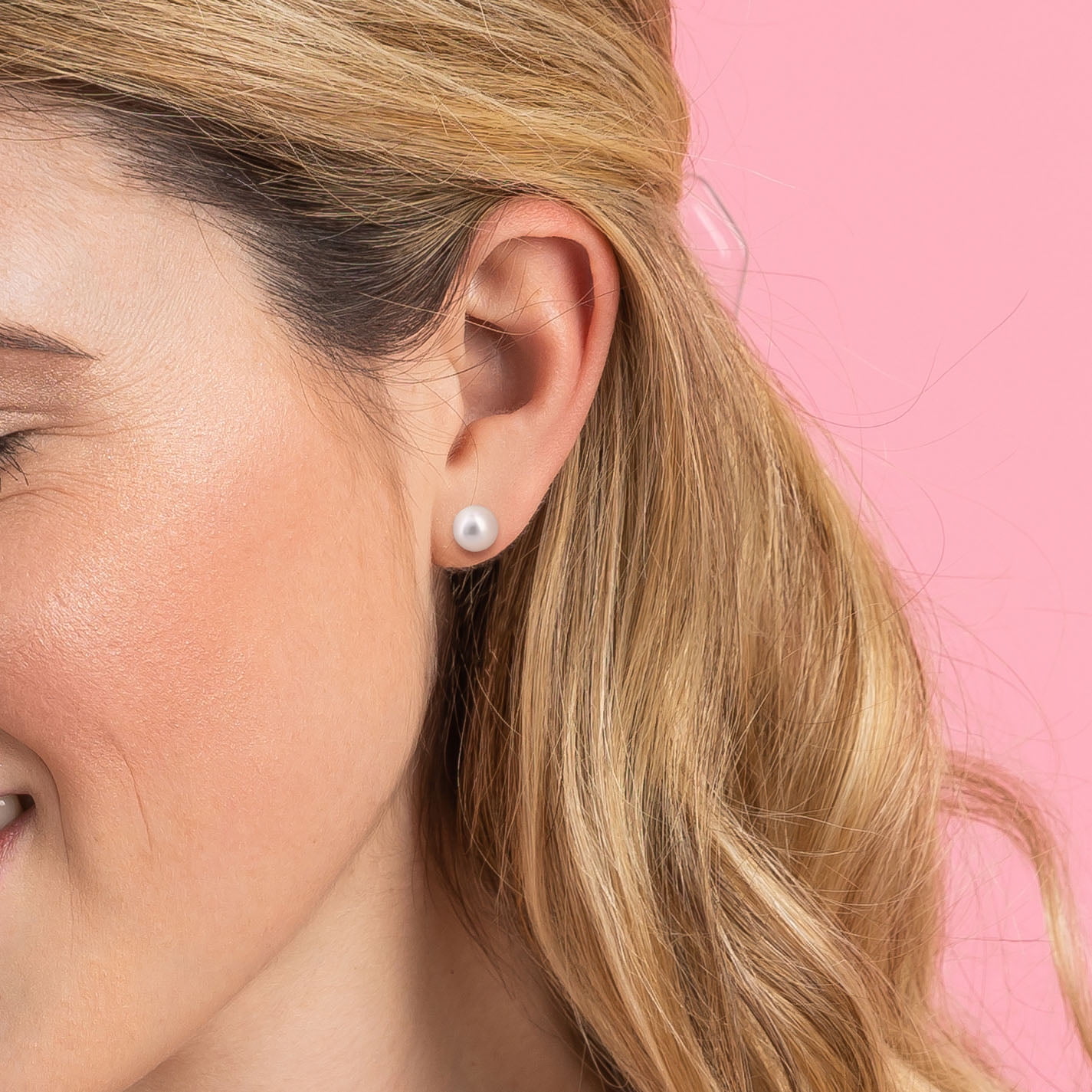 Kezef 10.5-11mm Pearl Stud Earrings in 14K Gold-Plated for Women