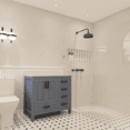 thumbnail image 2 of Ayna Decors Rooh 36 in Charcoal Grey Bathroom Vanity Set with White Quartz Countertop and Brass Faucet | Pop-Up Drain and P-Trap Included | Black Hardware, 2 of 10